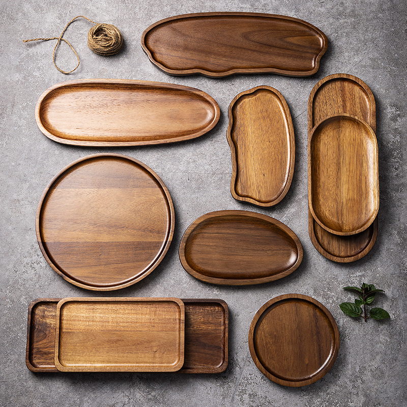 Food Snacks In Japan - Tableware Solid Wood Food Tray Round