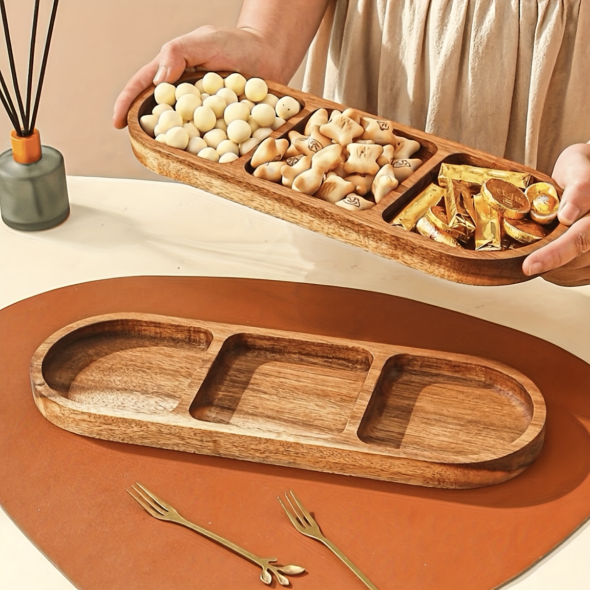 Food Snacks In Japan - Acacia Wood Multipurpose Food Display Tray,