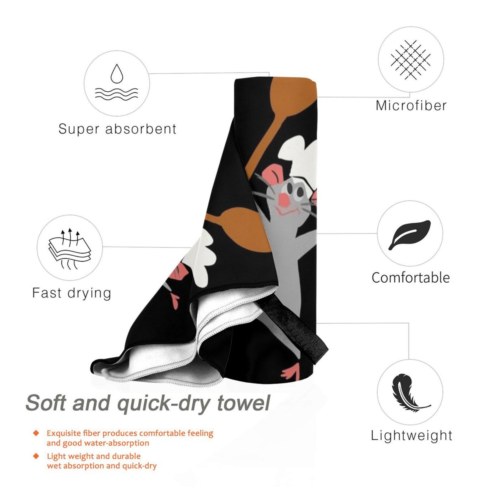 Chef Rat Bath Towel Beach Cush - огляд і ціна Quick Food Snacks