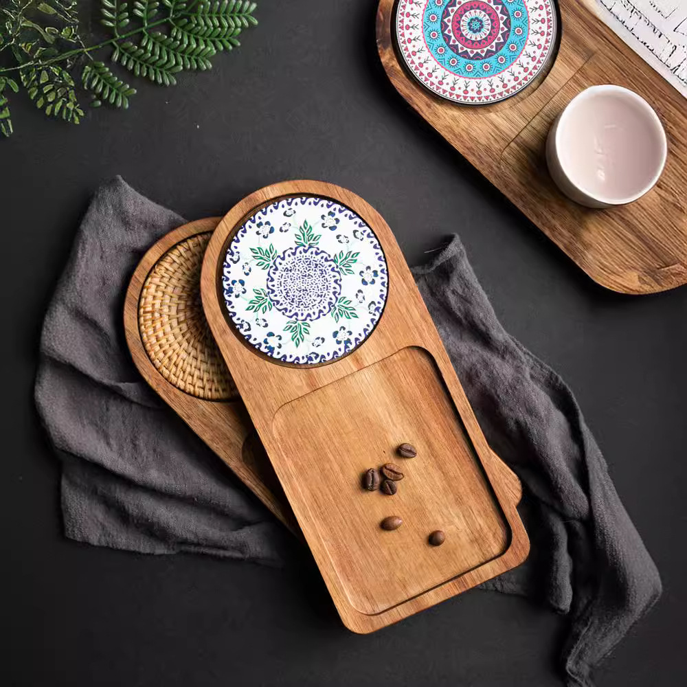 Acacia Wood Tea Tray Food Oval - огляд і ціна Food Snacks In Japan