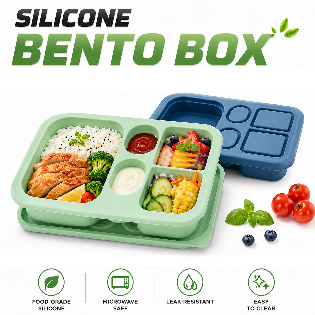 Portable Silicone Bento Lunch  - огляд і ціна Food Snacks For 1 Year Old