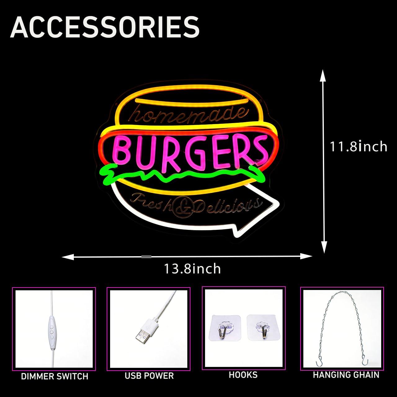 Homemade Burgers Neon Sign USB - огляд і ціна Homemade Food Snacks