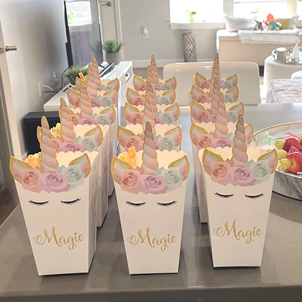 6/12pcs Unicorn Popcorn Box Un - огляд і ціна Food Snacks For Baby Shower