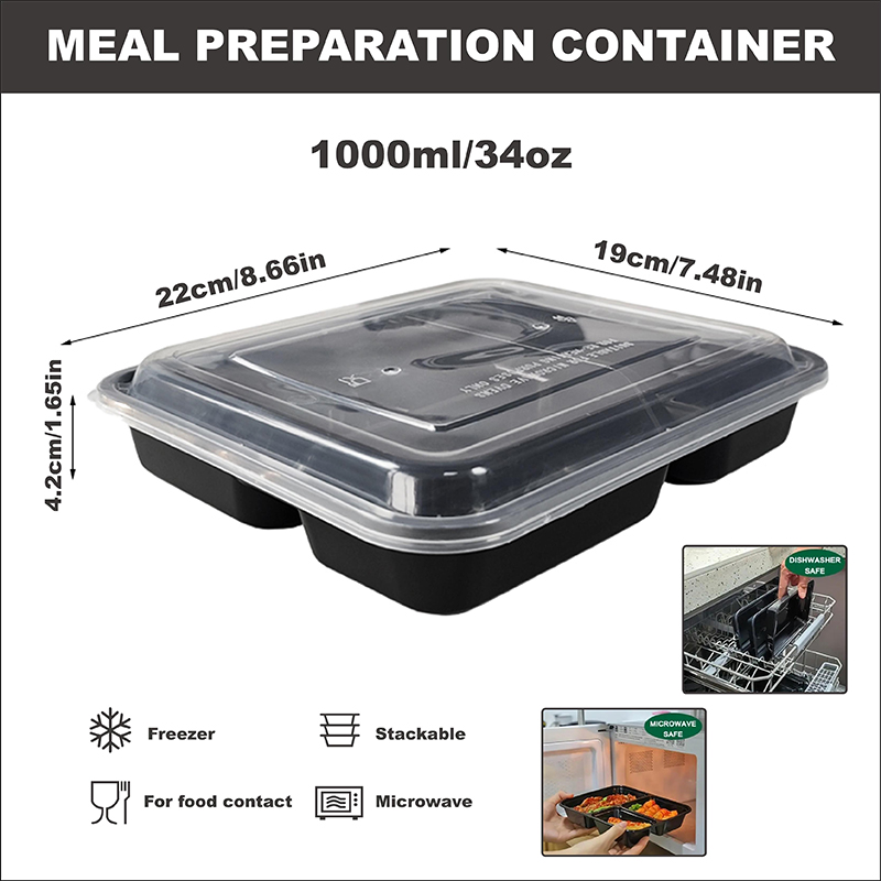 3-Compartment 34 Oz/1000 Ml, 1 - огляд і ціна Food Prep Snacks